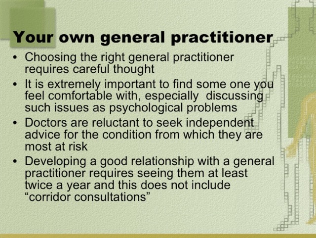 Caring for General Practitioners and their Families 033