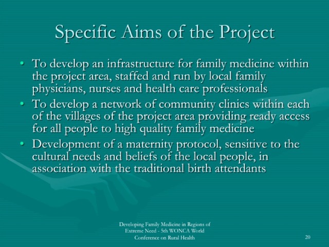 Developing Family Medicine in Regions of Extreme Need 020